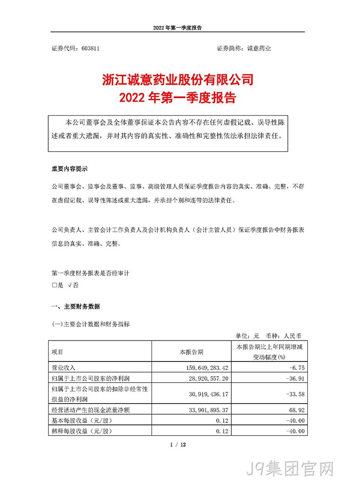 J9集团官网2022年第一季度报告_页面_01